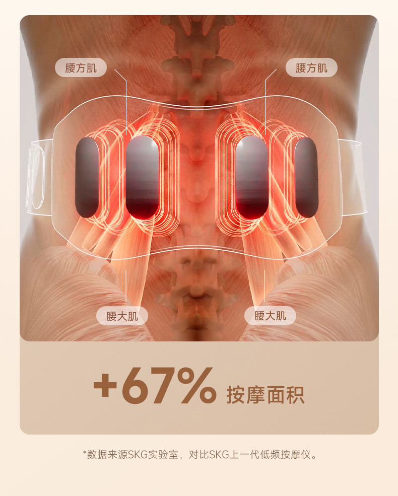 SKG 腰部按摩器腰椎按摩仪暖宫腰带护腰带腰背热敷脉冲护腰仪K5二代