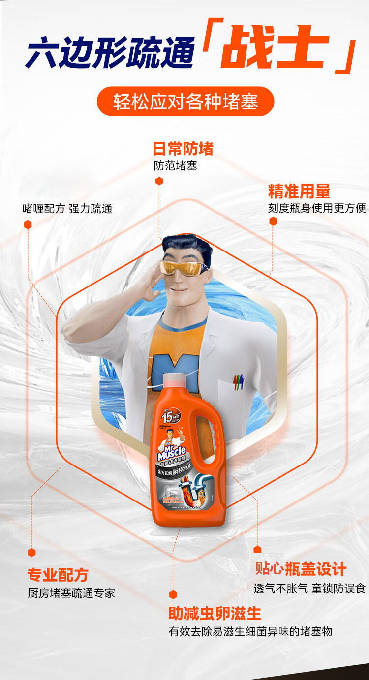 威猛先生 管道疏通剂 960ml（厨房专用）