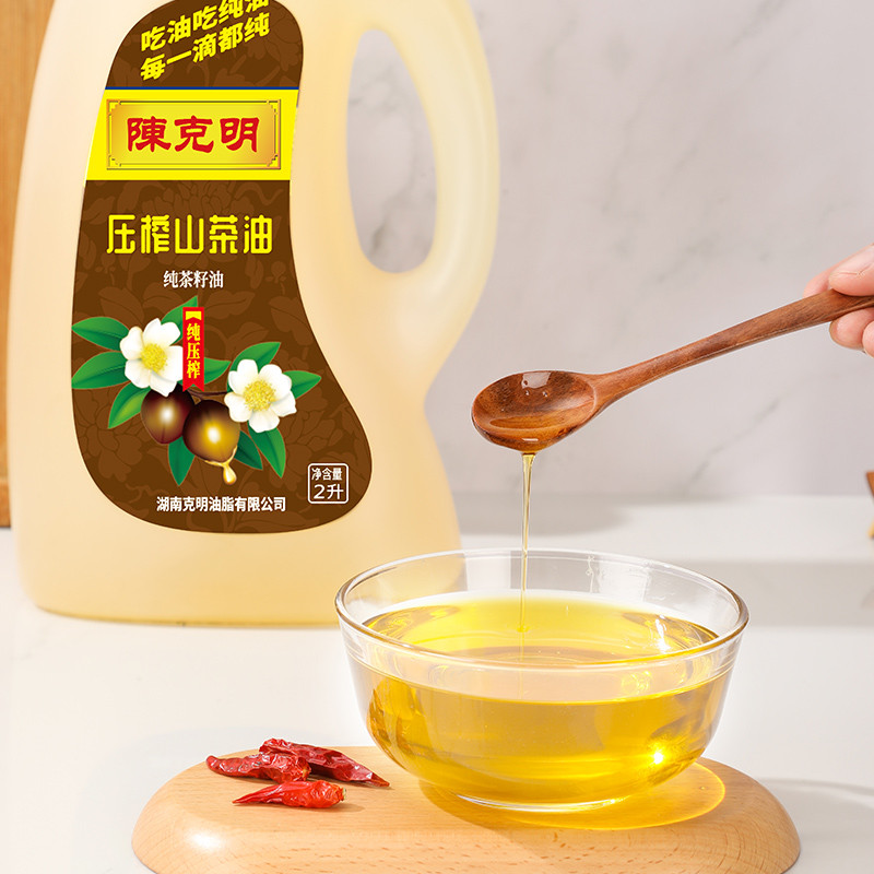 陈克明 浓香小榨茶籽油2L物理压榨家用食用油初榨烹饪凉拌不添加