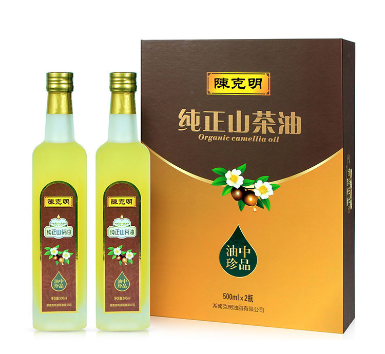 陈克明 纯正山茶油500ml*2 食用油物理压榨一级压榨茶油