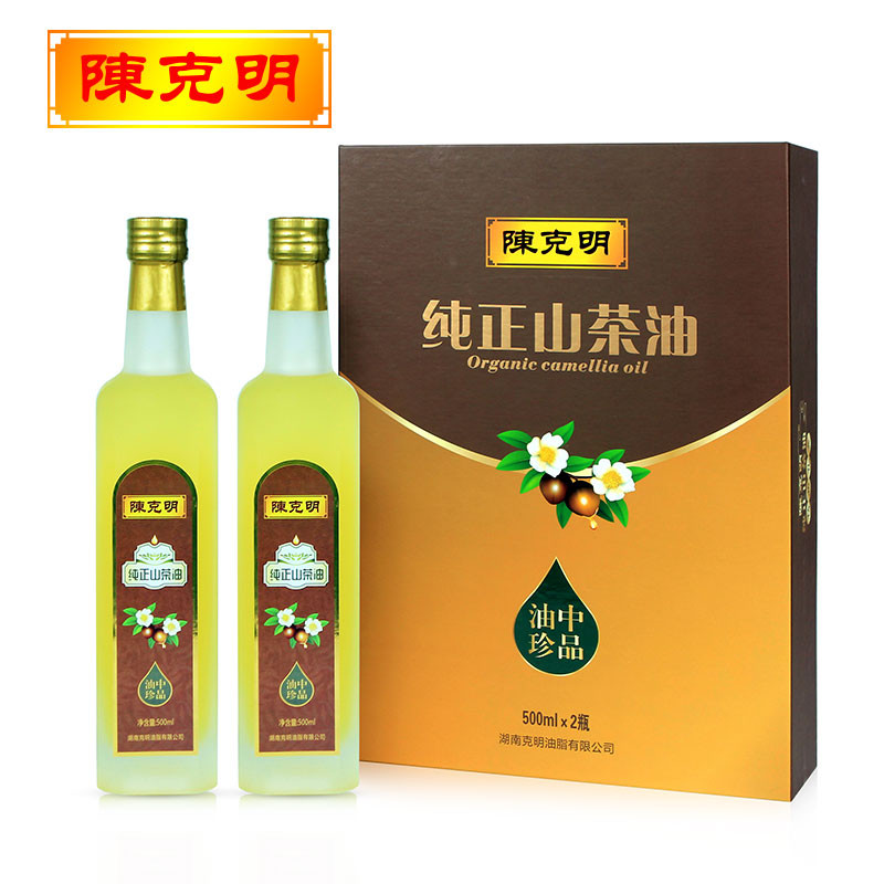 陈克明 纯正山茶油500ml*2 食用油物理压榨一级压榨茶油