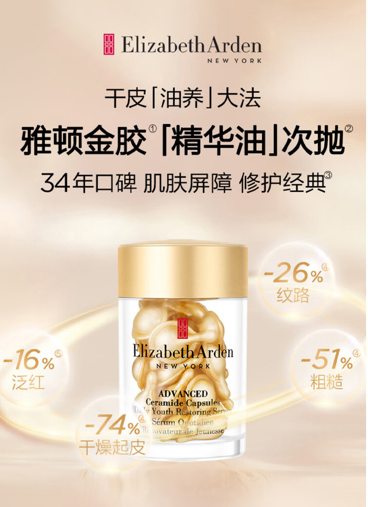 伊丽莎白雅顿/ELIZABETH ARDEN 时空焕活胶囊精华液（金胶30粒）  赠同款14ml*1瓶