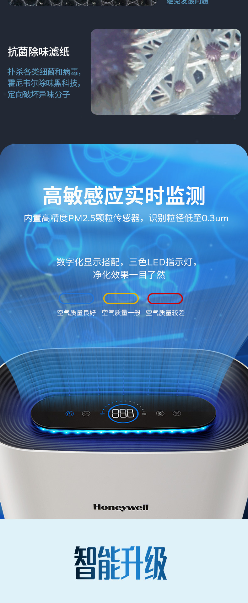 霍尼韦尔 空气净化器办公室家用大面积净化除甲醛二手烟 HW-H04A