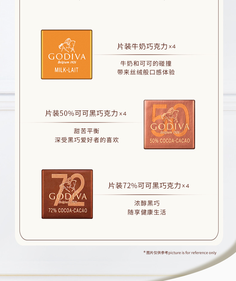 歌帝梵/GODIVA 片巧礼盒装系列经典片装巧克力礼盒12片装（新包装）