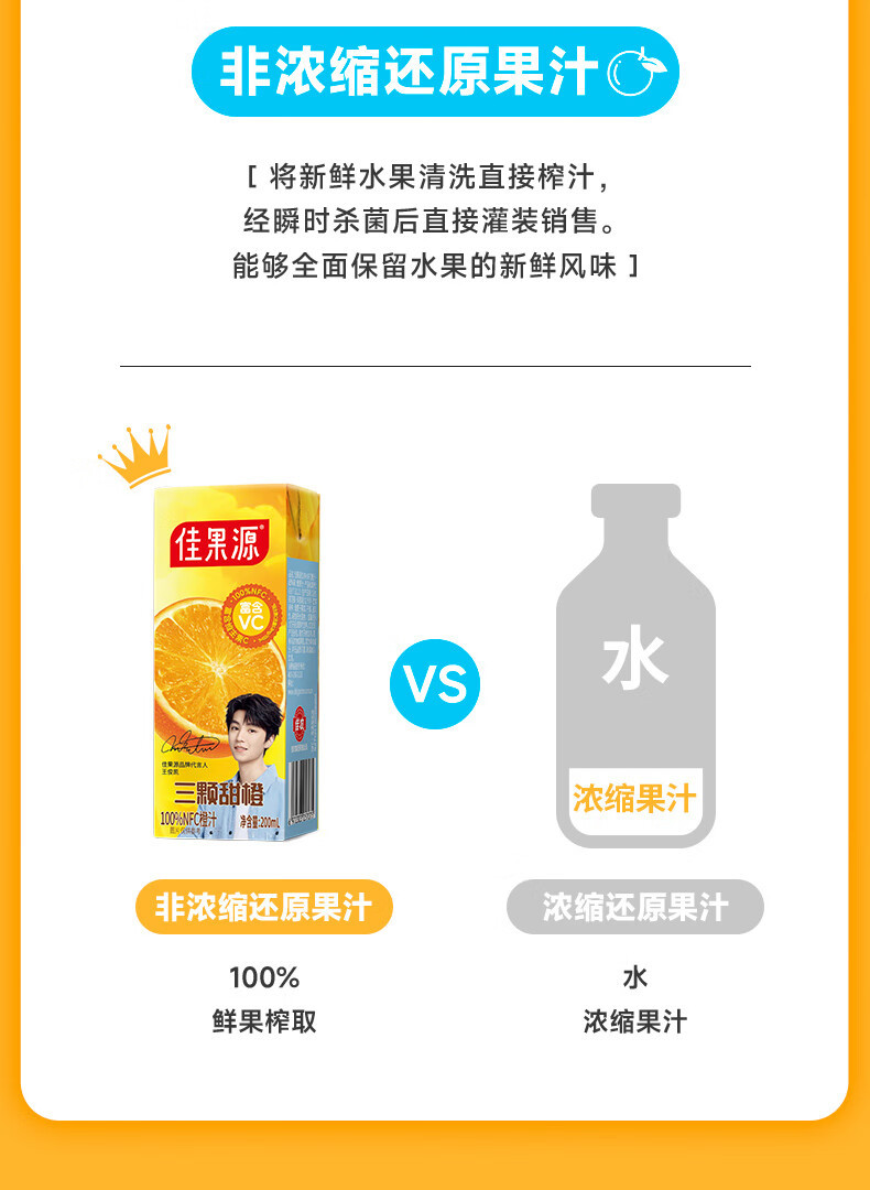 佳果源 100%橙汁200ml*12礼盒装