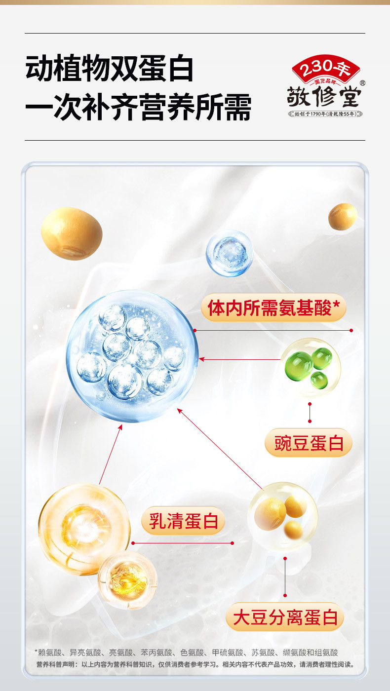 敬修堂 蛋白 粉600g无添蔗糖青少年免疫力中老年蛋白质粉送礼营养品