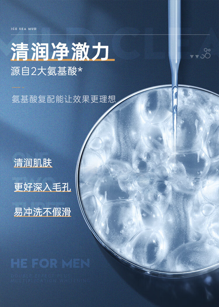 赫恩 冰海泥控油洁面乳200g×2瓶 男士洗面奶冰海泥清洁洁面