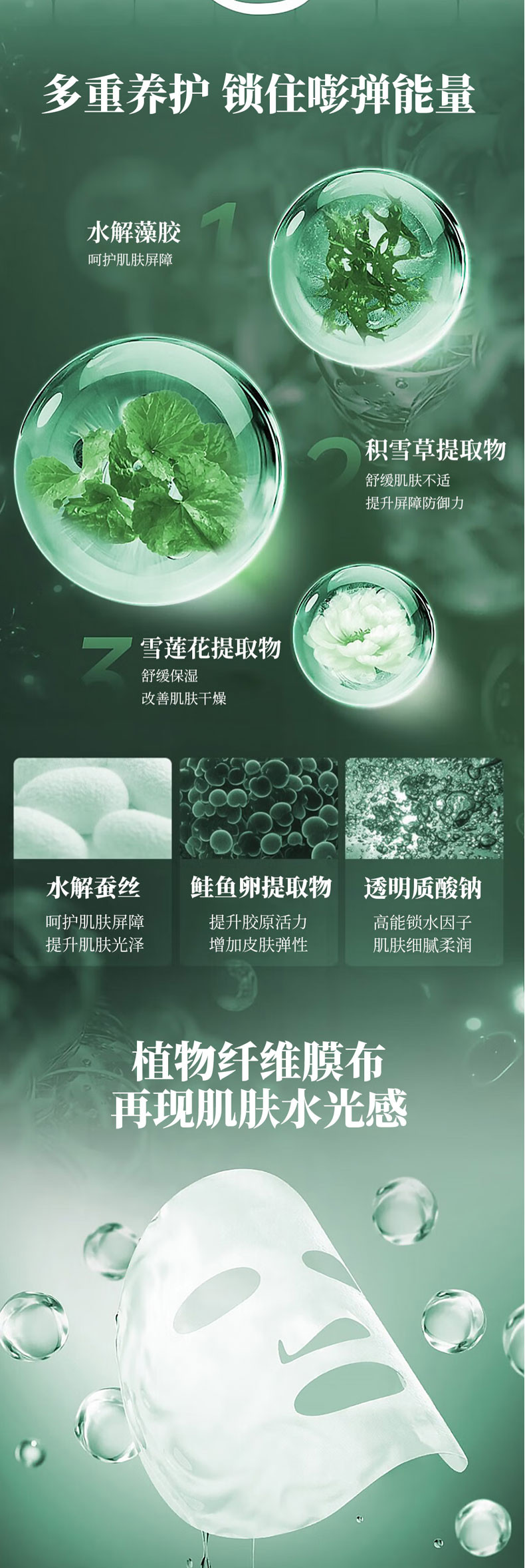 瑞斯美 绿鱼子精萃水滢保湿面膜6片