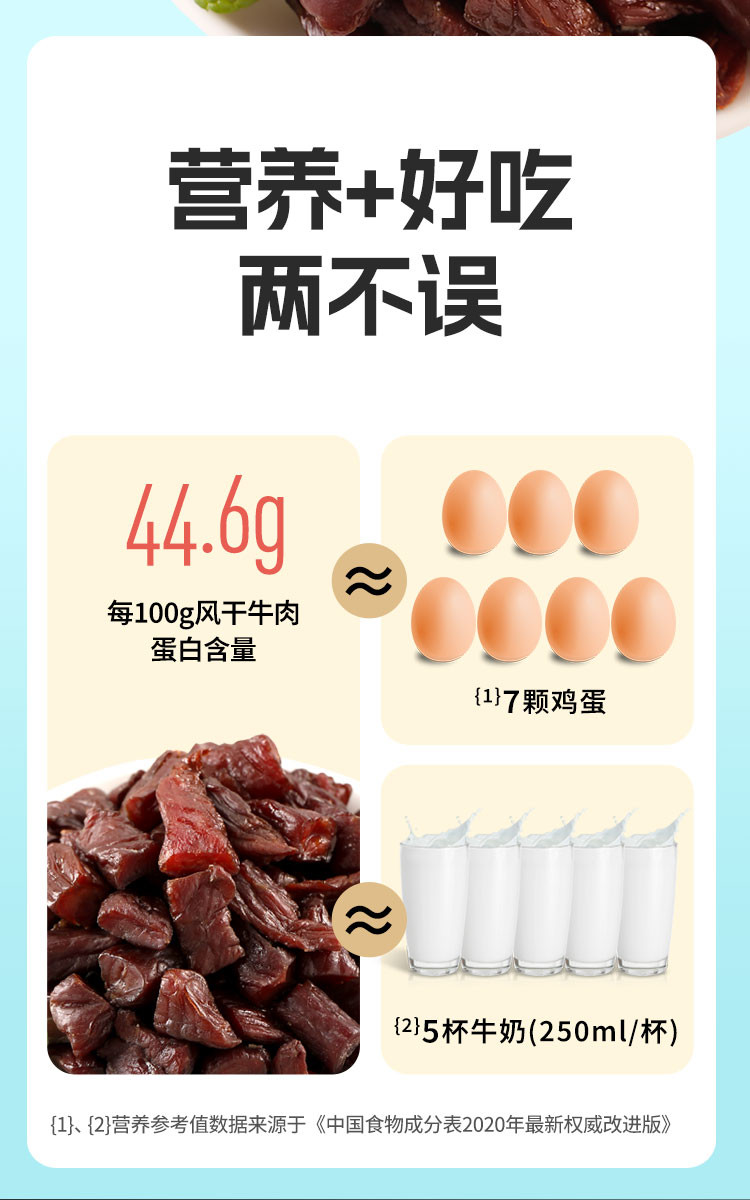 科尔沁 办公室即食休闲零食 肉干肉脯 风干牛肉定制原味 500g