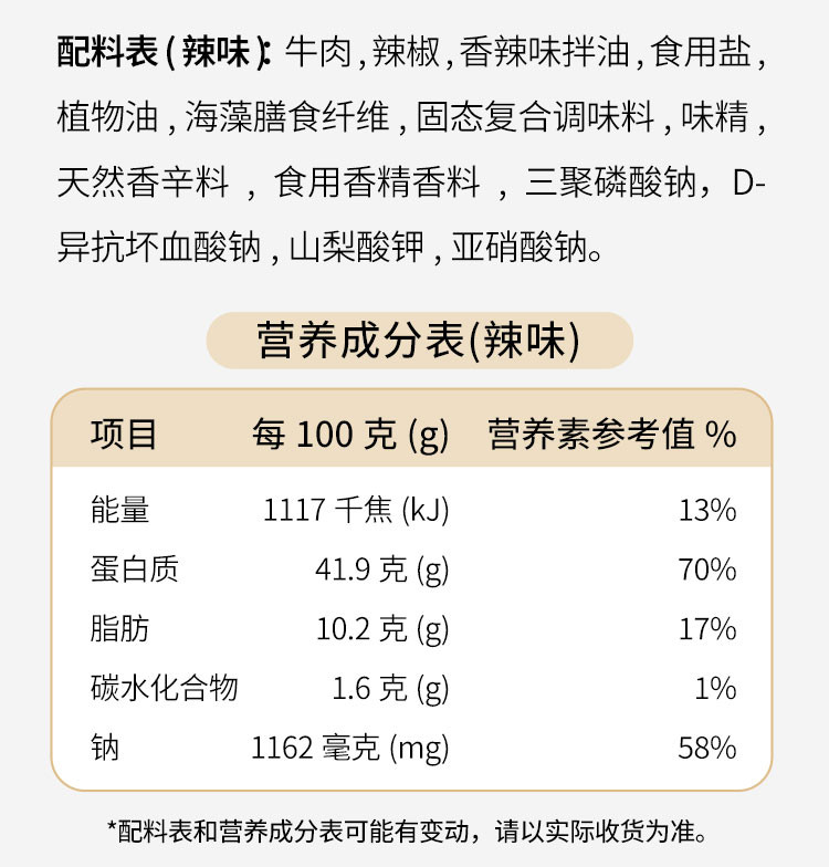 科尔沁 办公室即食休闲零食 肉干肉脯 风干牛肉定制辣味 500g