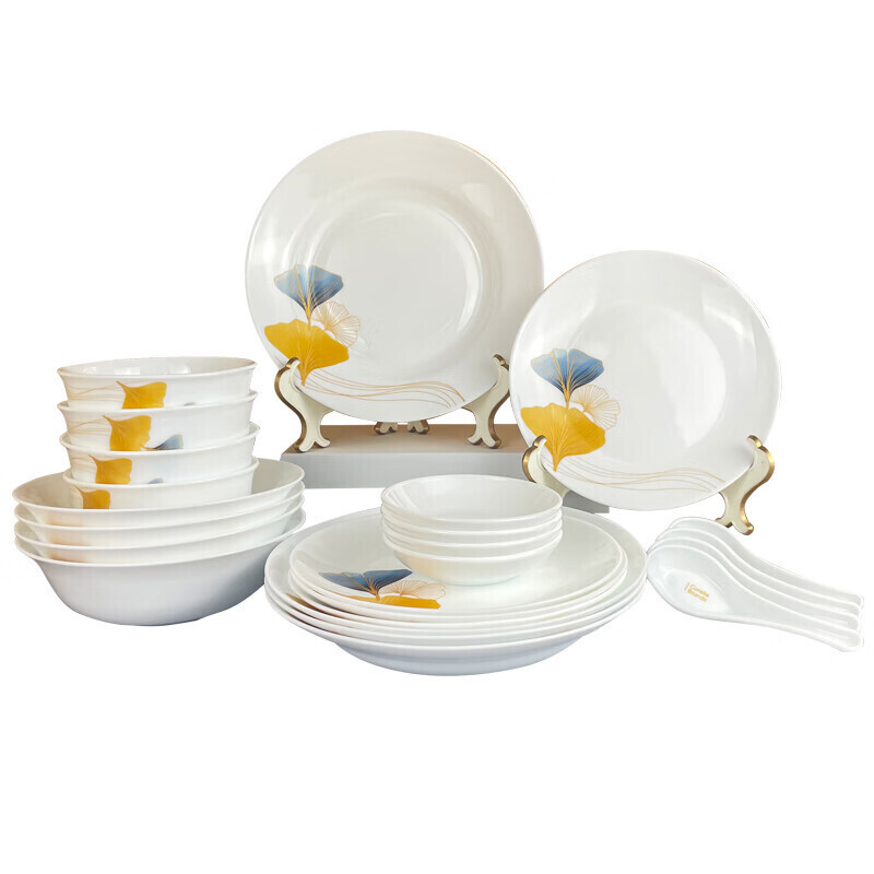 Corelle Brands康宁 冰萃玲珑金银杏餐具24件套CB-BSYX24/KZ/LS