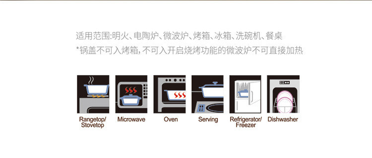 Corelle Brands康宁 2L晶典透明锅（锅身-陶瓷玻璃）VS-2-VF-E/KZ