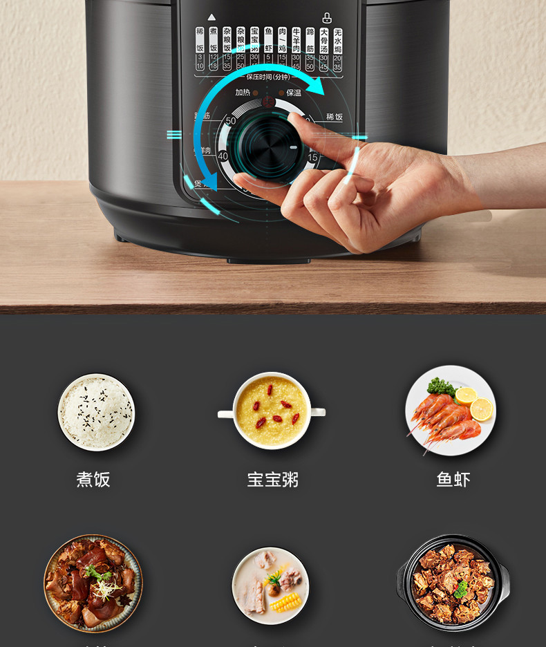 美的/MIDEA MY-YL60X3-101大容量家用智能6L高压饭煲汤锅