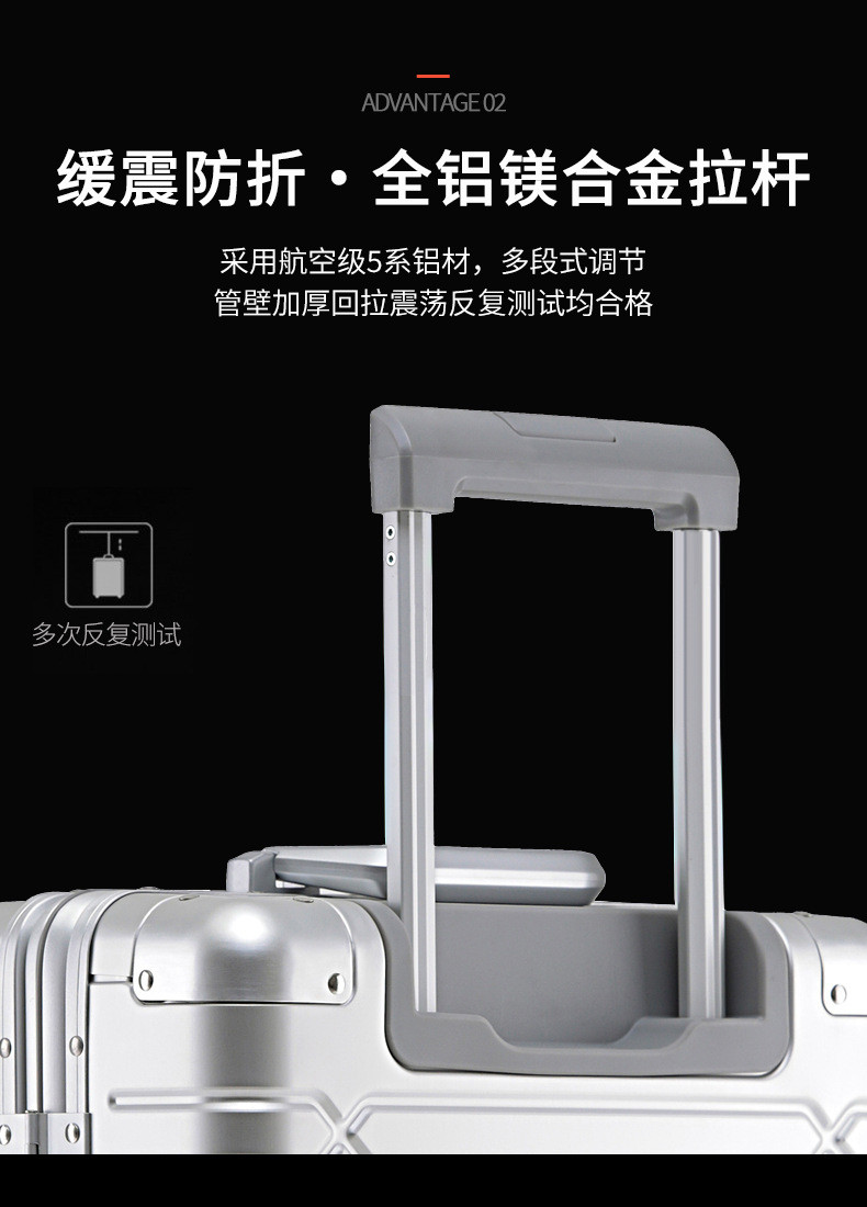新益美 全铝镁合金拉杆箱万向轮铝合金行李箱女24金属箱密码登机箱