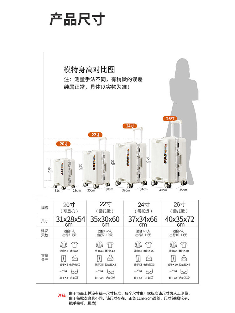 新益美 双提手行李箱20寸登机箱静音万向轮大容量37开复古锁