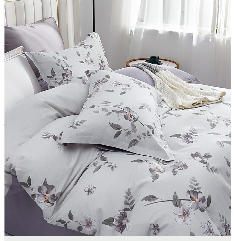 紫罗兰 床上四件套被套床单枕套床上用品双人被罩套件