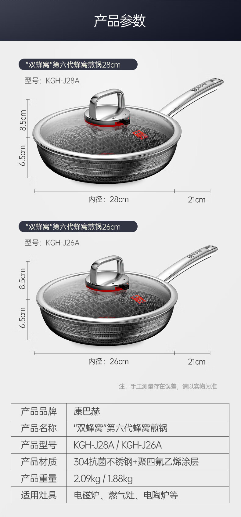 康巴赫 “双蜂窝”第六代蜂窝煎锅