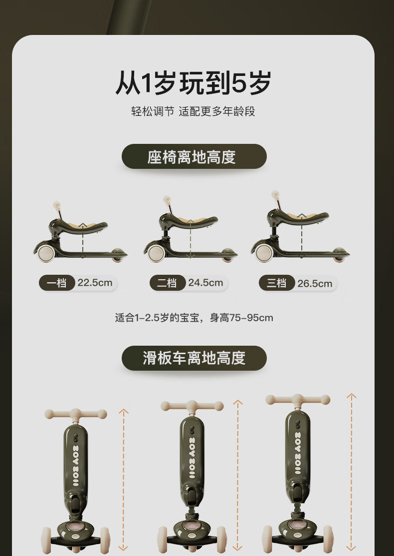 茁伊 ZOYZOII CAR1-4 儿童四合一多功能滑板车