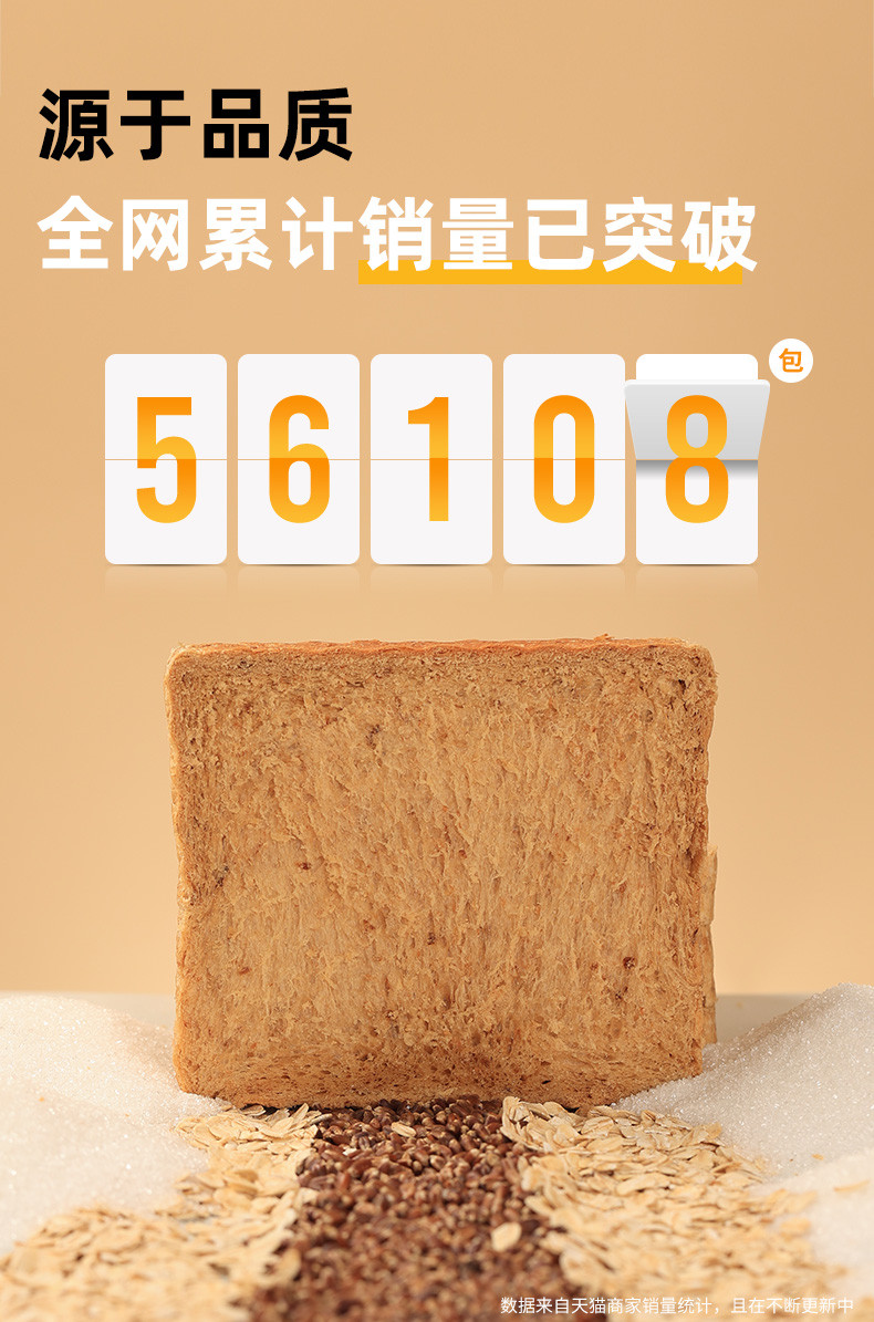 木马季  凤台邮政消费帮扶黑麦全麦面包净重1000g早餐无蔗糖0脂