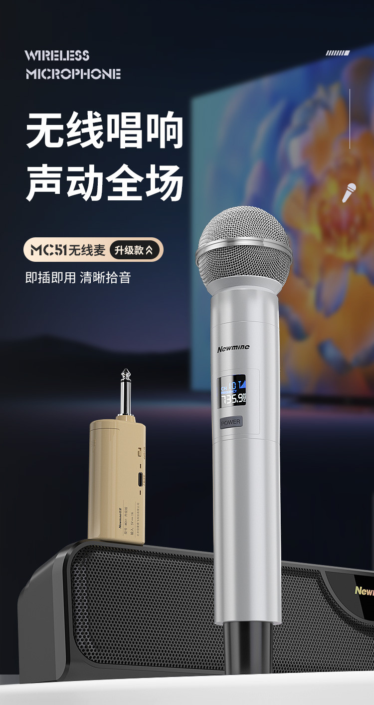 纽曼（Newmine） MC51升级无线话筒万能麦克风一拖一舞台专业家用KTV麦克风