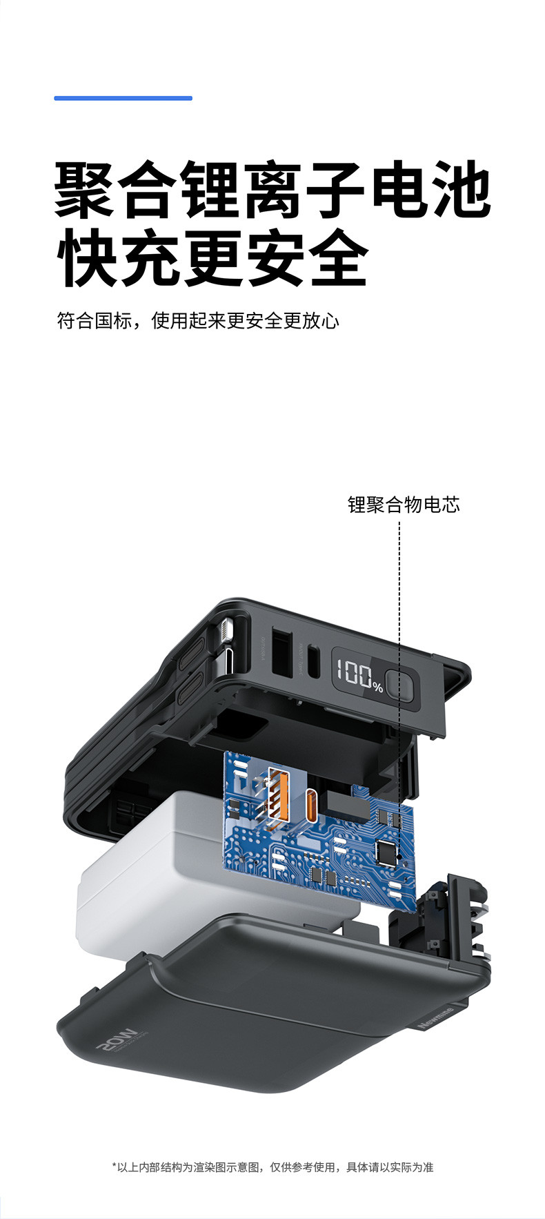 纽曼（Newmine） AL19自带线充电宝10000毫安移动电源20W超级快充