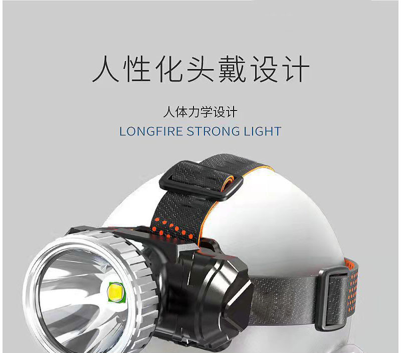刺狐  LED强光手电筒可充电夜钓户外露营矿灯头戴式手电筒
