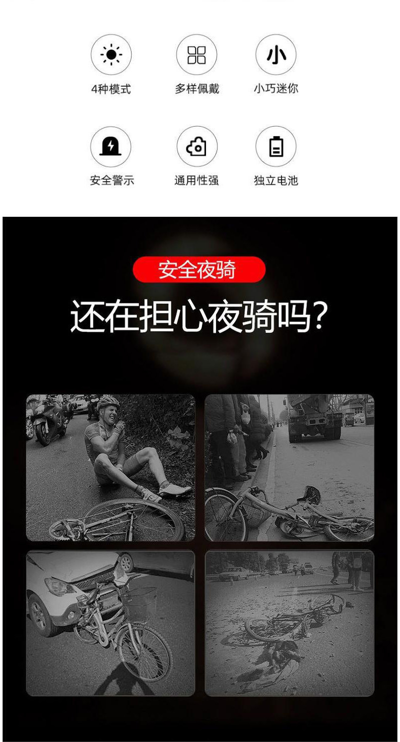 刺狐 高亮爆闪节能充电自行车尾灯户外夜行防追尾警示灯配件