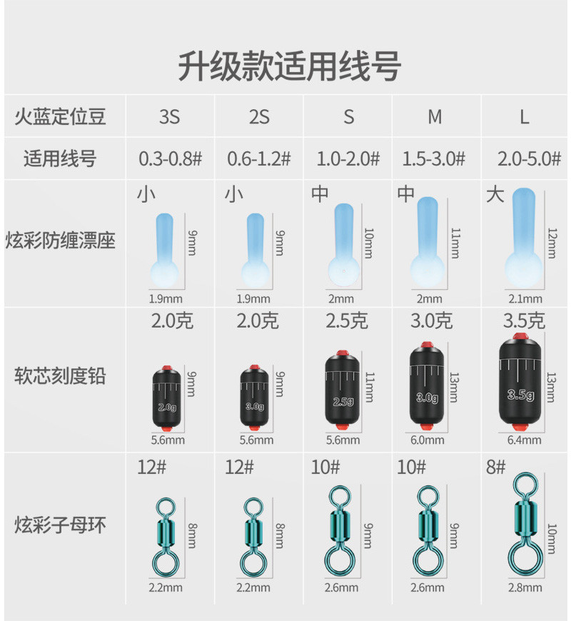 刺狐 钓鱼太空豆套装硅胶优质主线组渔具快速铅漂座八字环组合配件全套