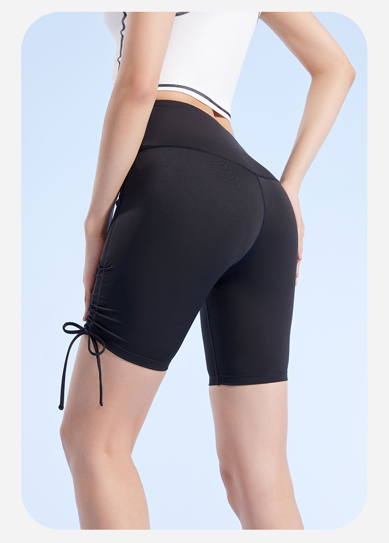  谜子 夏季紧身瑜伽短裤裸感运动高腰提臀健身五分裤 高弹力 舒适