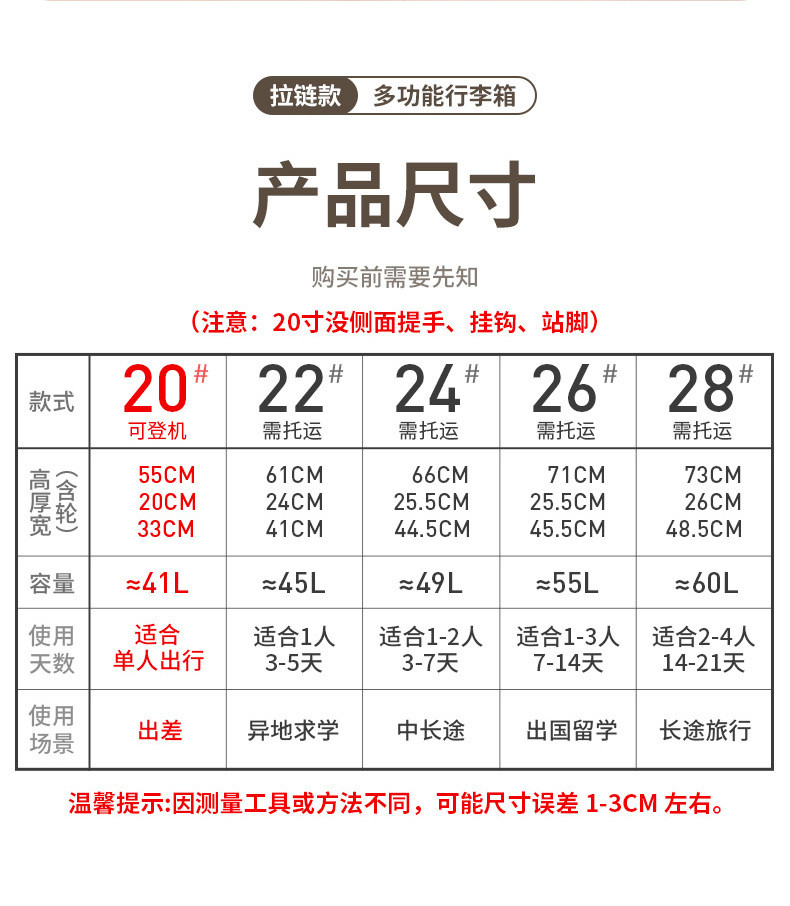 迹添雅 新款多功能行李箱26寸大容量旅行箱登机箱高颜值拉杆箱密码皮箱