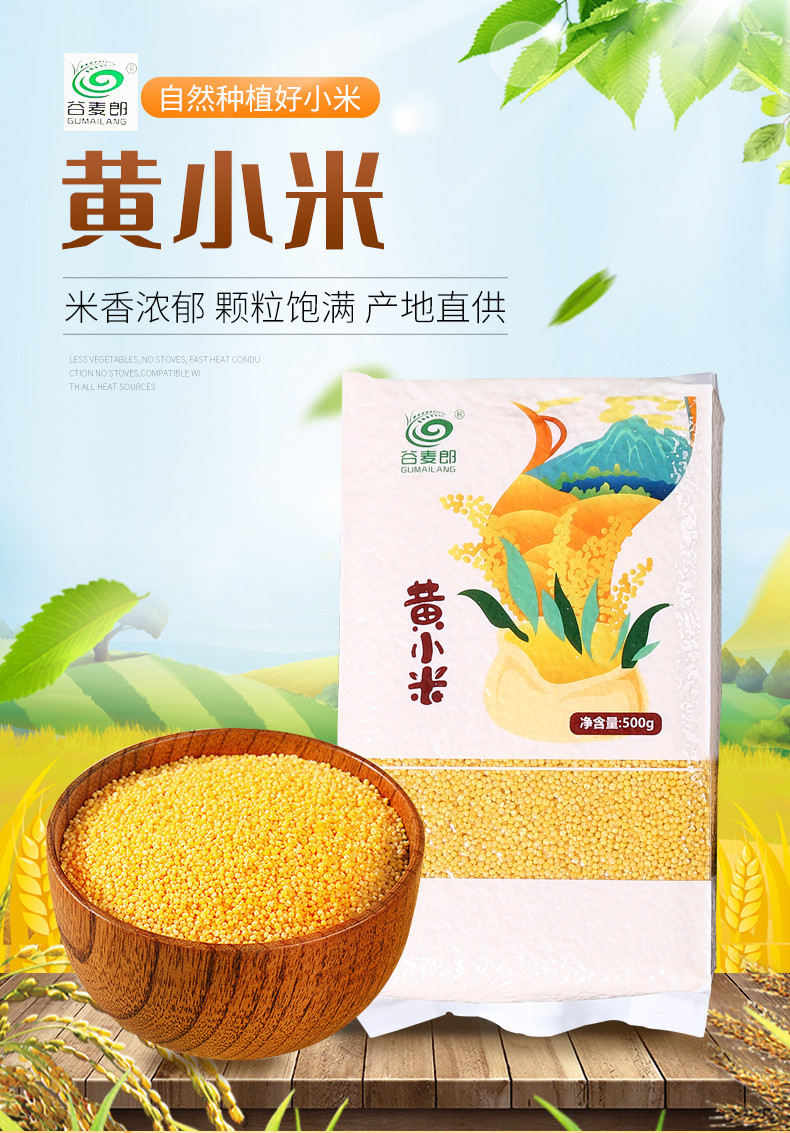 谷麦郎 黄小米500g*2五谷杂粮粗粮月子米食堂