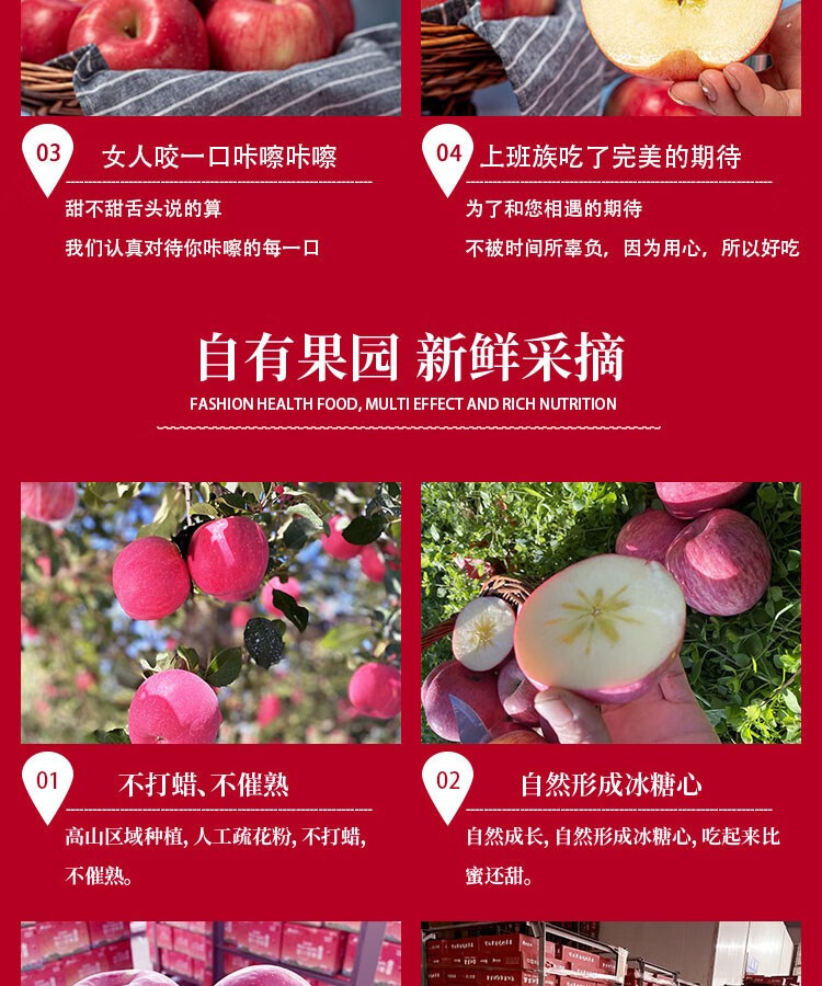 农家自产 正宗陕西特产新鲜水果洛川红富士苹果4.5-5斤中果