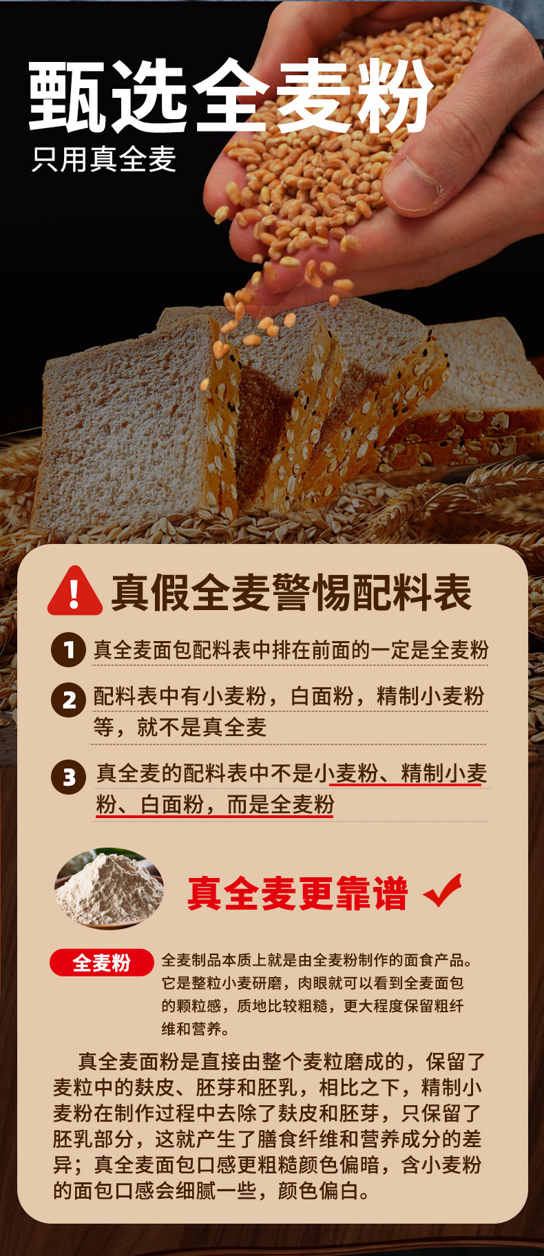 西瓜味的童话 0脂全麦吐司面包无糖精粗粮纯代餐饱腹食品减低脂早餐吐司片