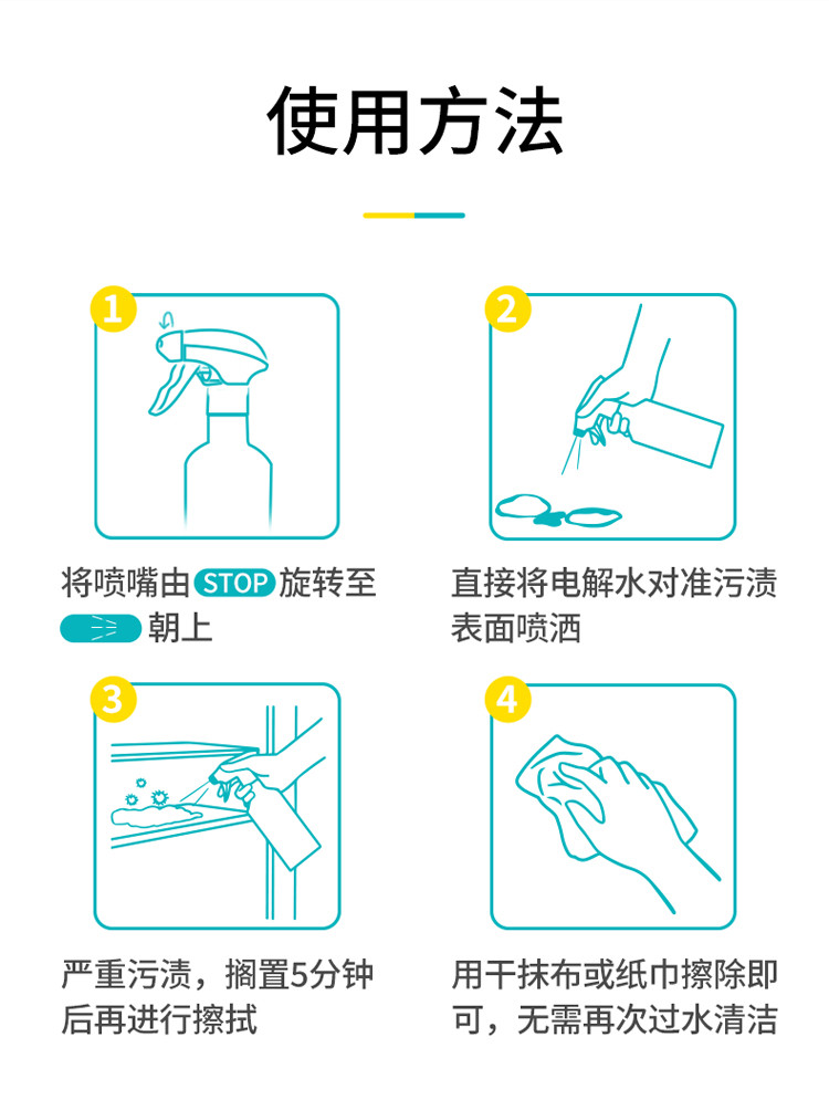 净狮 电解水家用厨房冰箱微波炉清洁剂1瓶正装+2瓶替换装