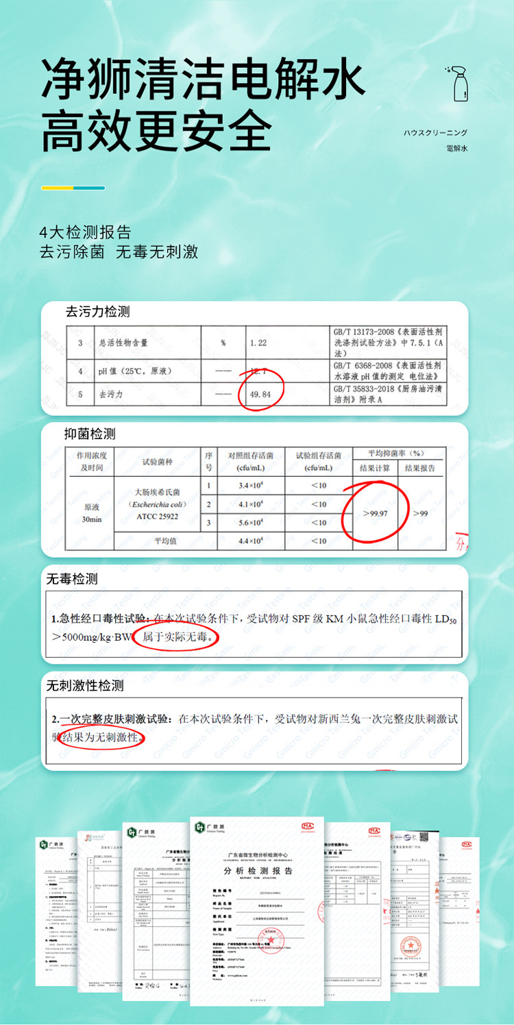 净狮 电解水家用厨房冰箱微波炉清洁剂1瓶正装+2瓶替换装