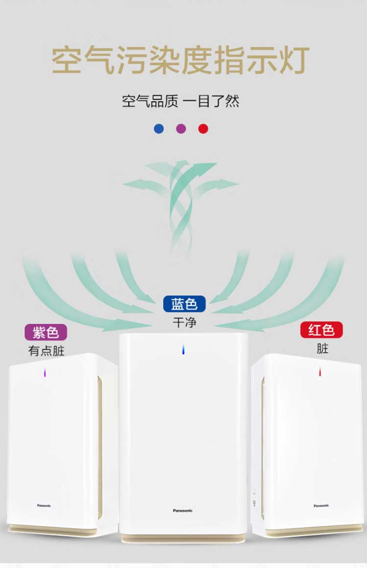 松下/PANASONIC 松下空气净化器 一键操控风量调节 F-61C8PJD-C