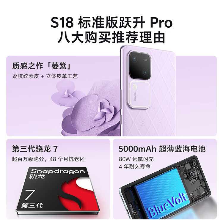 VIVO S18 后置影棚级柔光环 5000mAh超薄蓝海电池