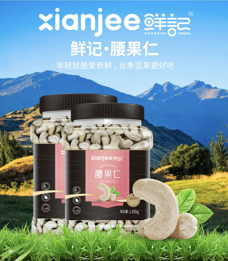 鲜记 腰果仁 1050g/罐 腰果仁 罐装