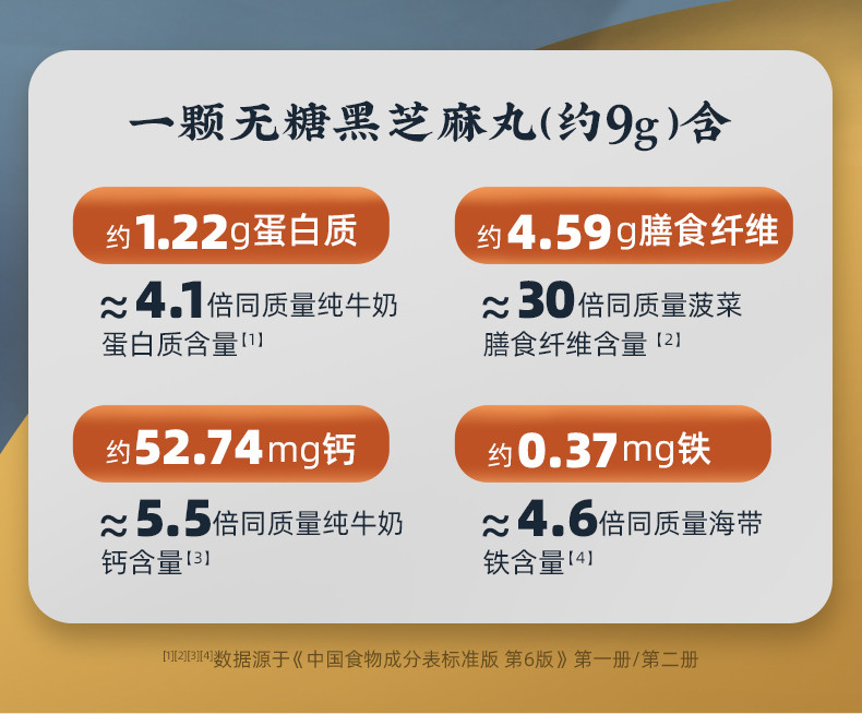 老金磨方 无糖黑芝麻丸 九蒸九晒高膳食纤维手工糕点孕妇即食健康零食独立小