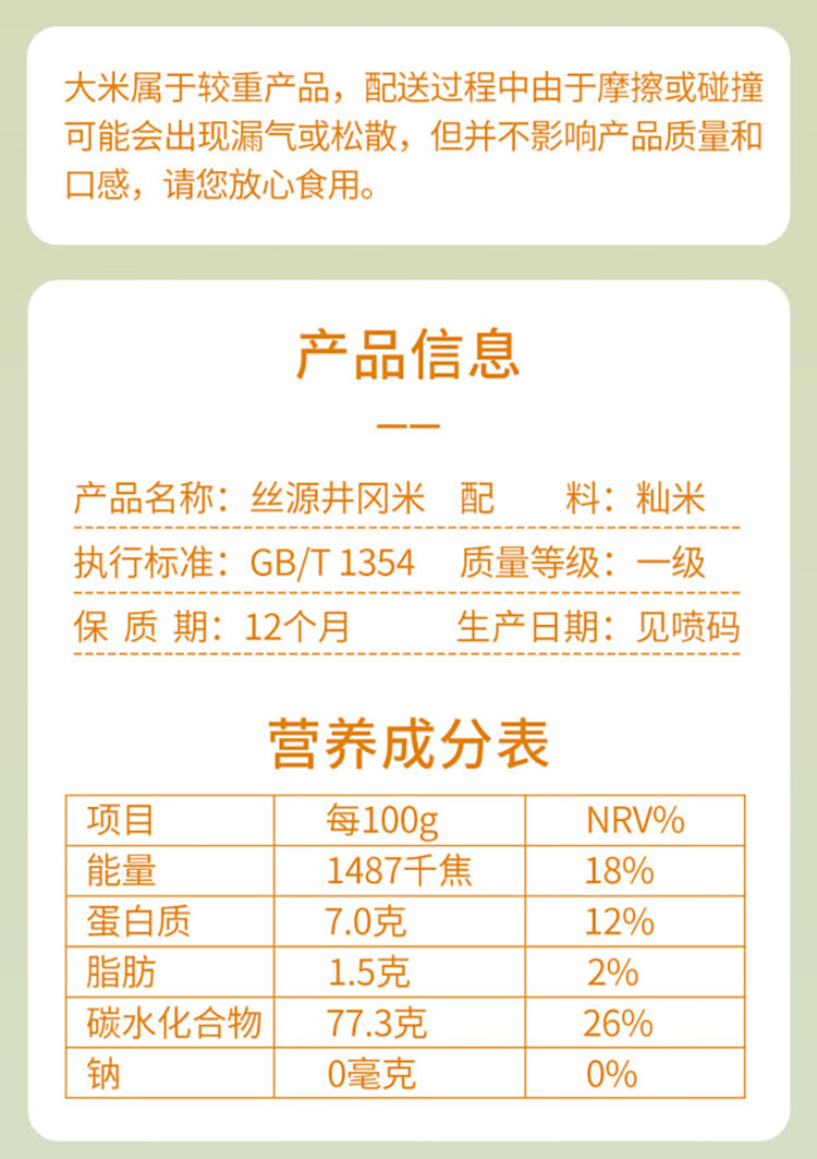 万年贡 丝源井冈米 5kg 优选丝苗米