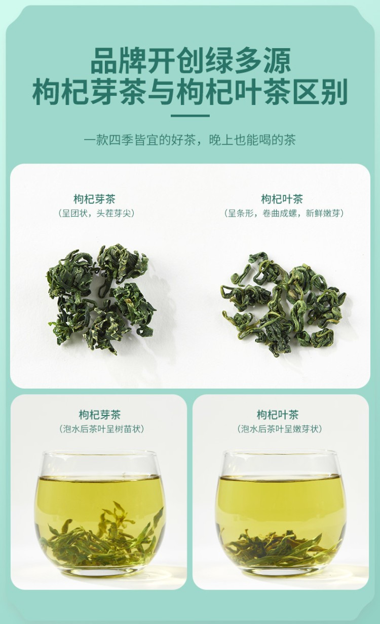 绿多源 枸杞叶茶100g新鲜枸杞叶嫩茶清火现摘枸杞嫩芽叶片清新遮口气