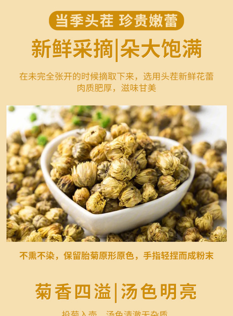 绿多源 天然菊花茶王头茬采摘清热解暑清香甘润可搭配枸杞喝50g