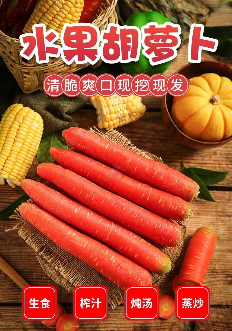 沃丰沃 陕西红萝卜【9斤】新鲜蔬菜水果胡萝卜现挖脆甜红心萝卜农家自种