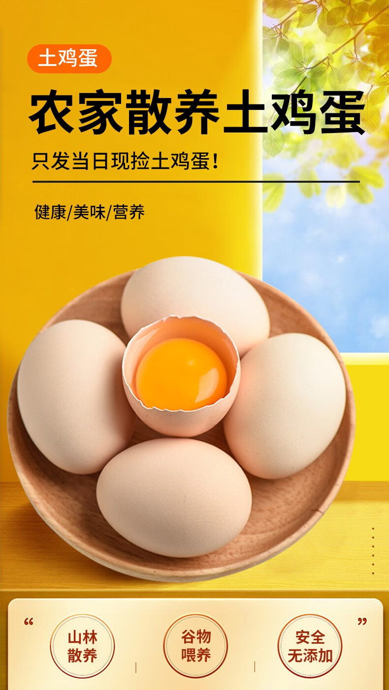 外婆喵 农家【土鸡蛋10枚】正宗散养农村笨鸡蛋新鲜营养柴鸡蛋