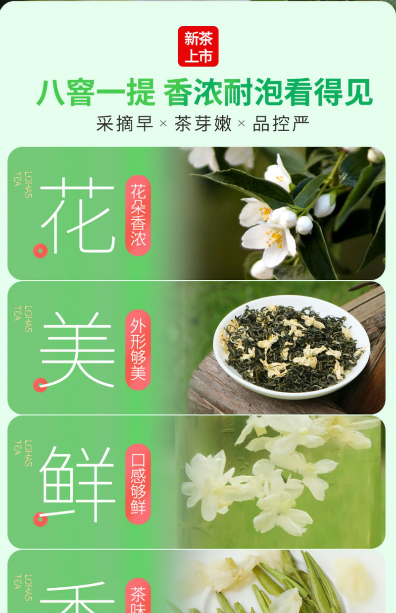 中闽飘香  茉莉飘雪 花茶2024新茶浓香型 绿茶高山茶叶花草茶