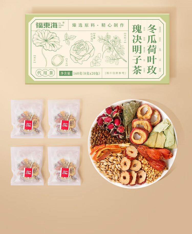 福东海  冬瓜荷叶玫瑰决明子茶