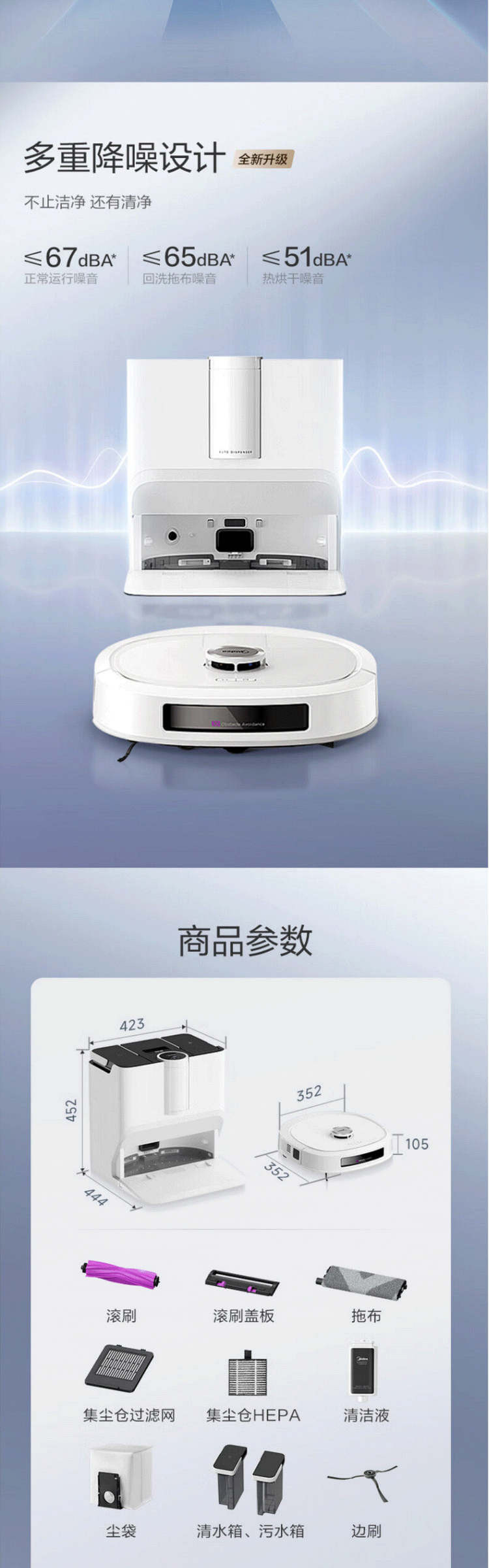 美的/MIDEA 美的（Midea）扫地机器人扫拖一体自清洁W20Pro