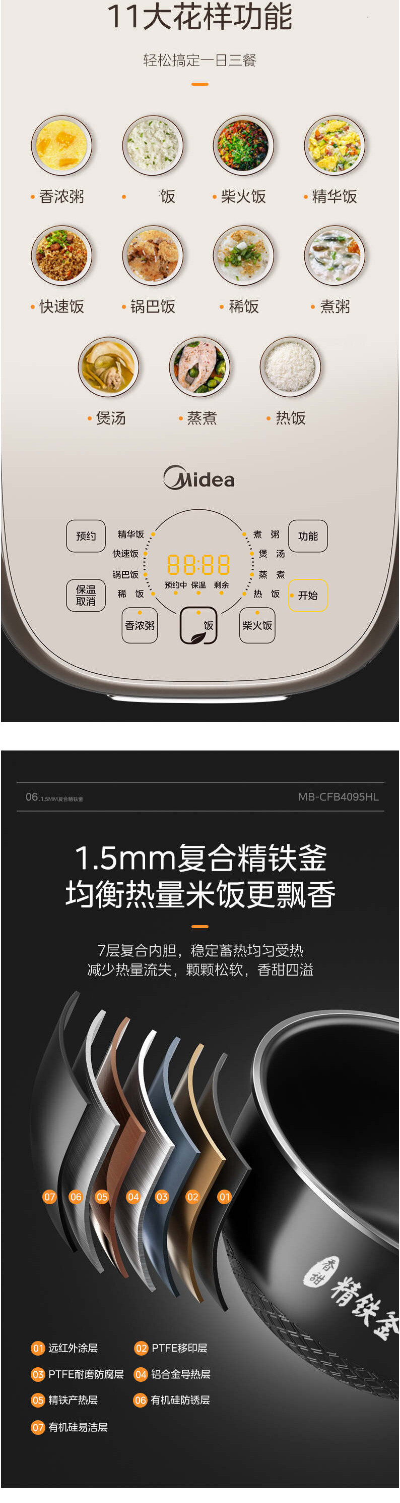 美的/MIDEA 赤炎炭火电饭煲Pro立体IH电磁加热MB-CFB5089H