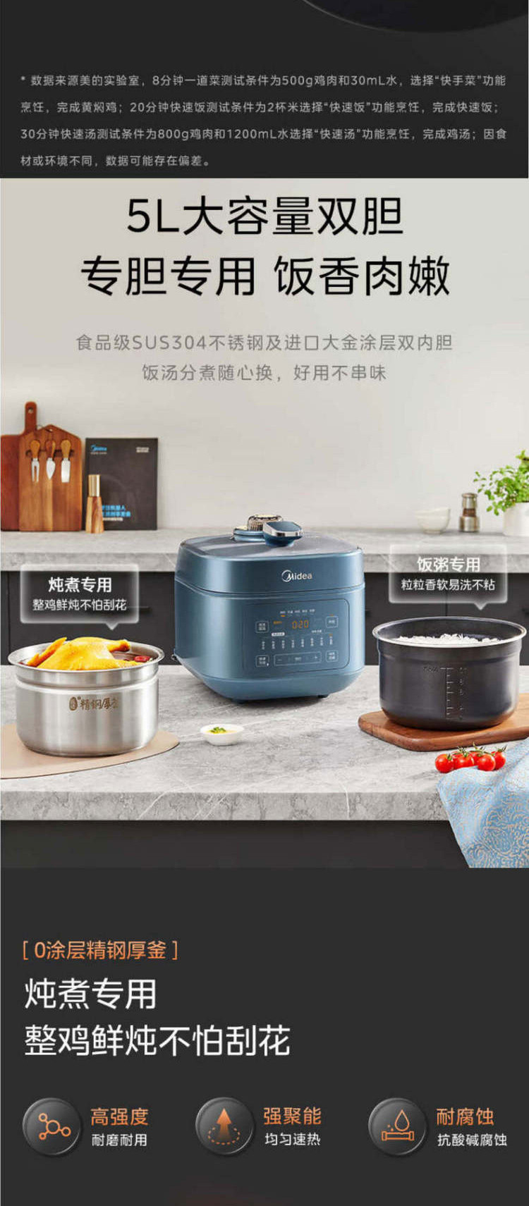 美的/MIDEA 电压力锅一锅双胆多功能 5L   MY-C5147