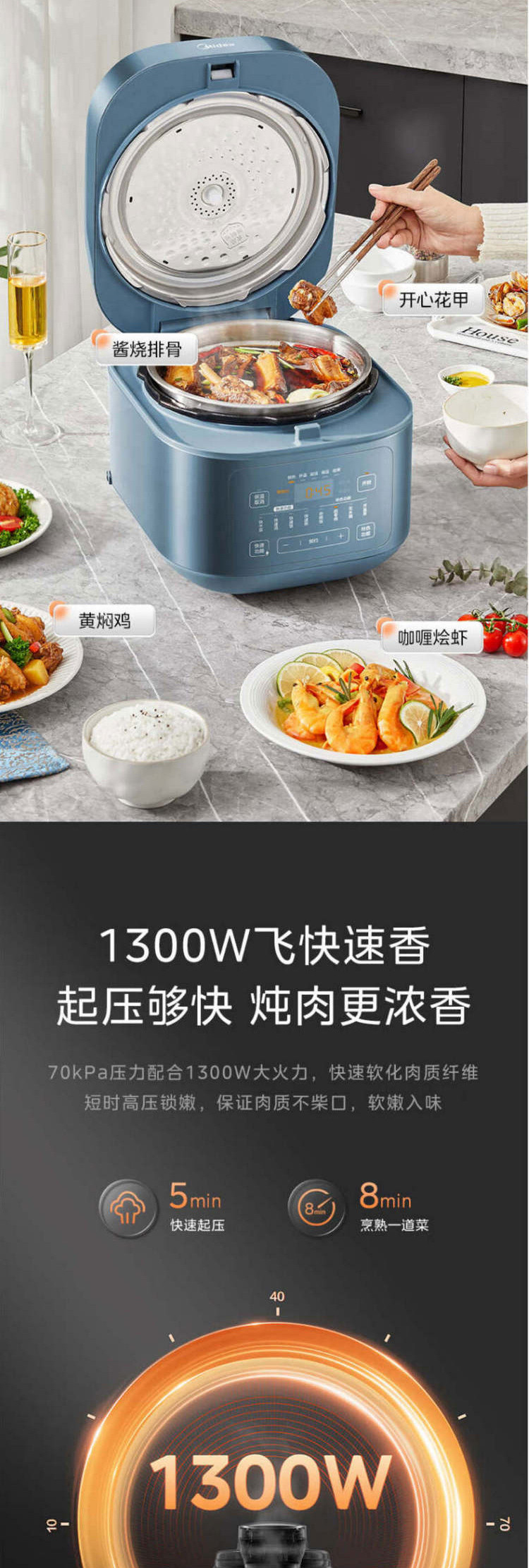 美的/MIDEA 电压力锅一锅双胆多功能 5L   MY-C5147